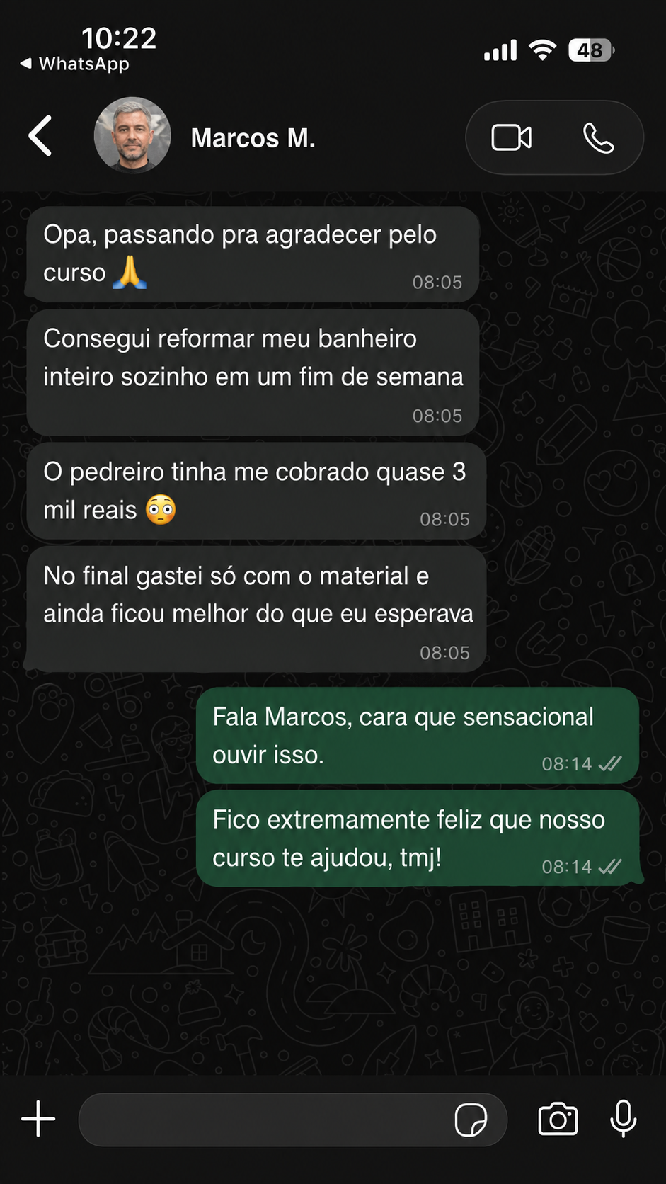 Depoimento no WhatsApp de Marcos M.