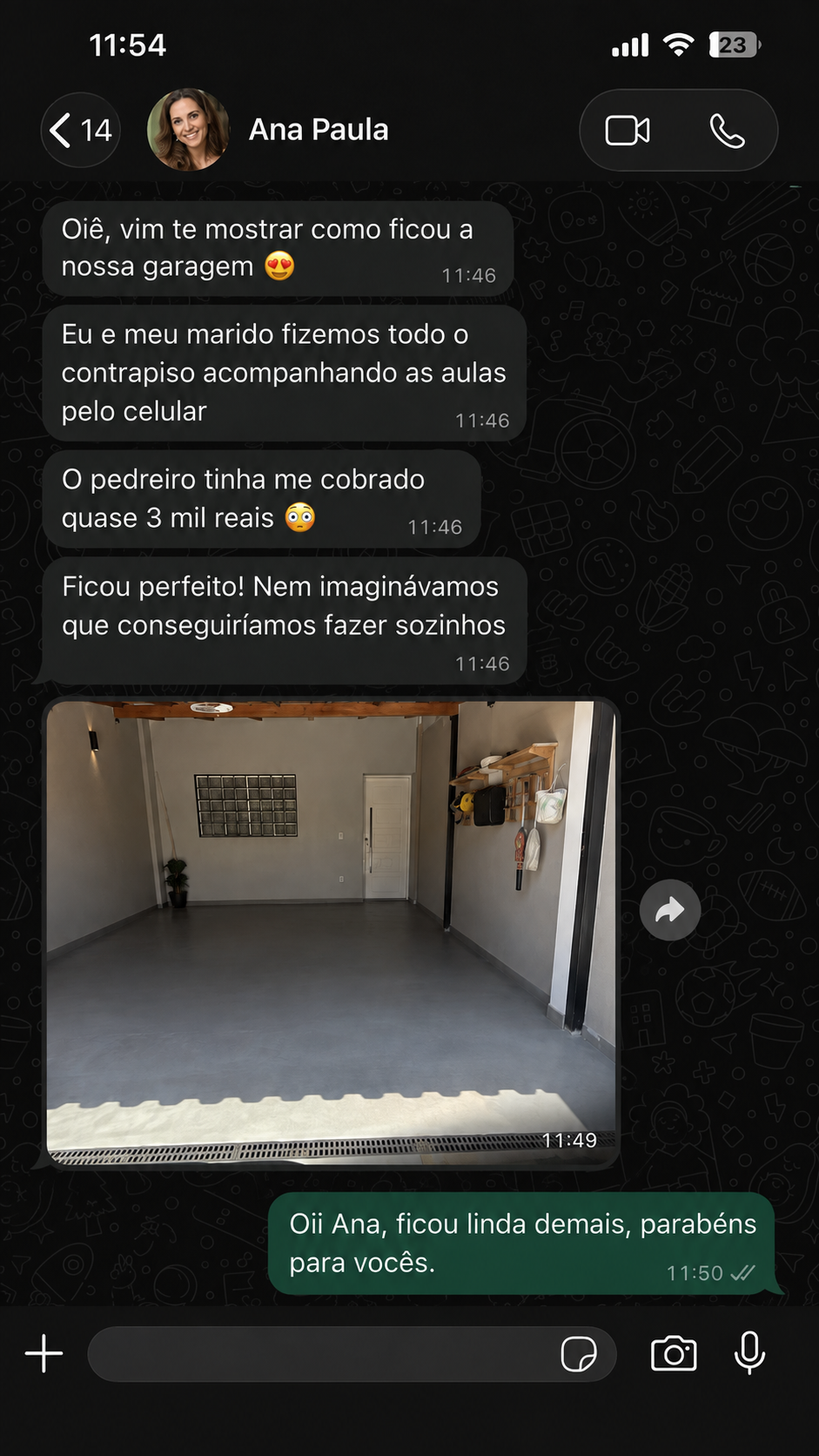 Depoimento no WhatsApp de Ana Paula